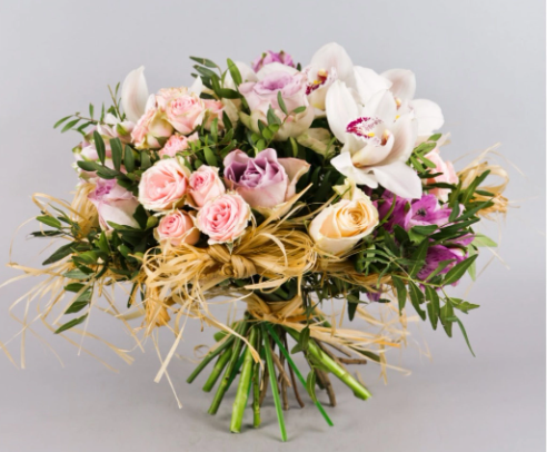 Whimsical Orchid & Fern Bouquet